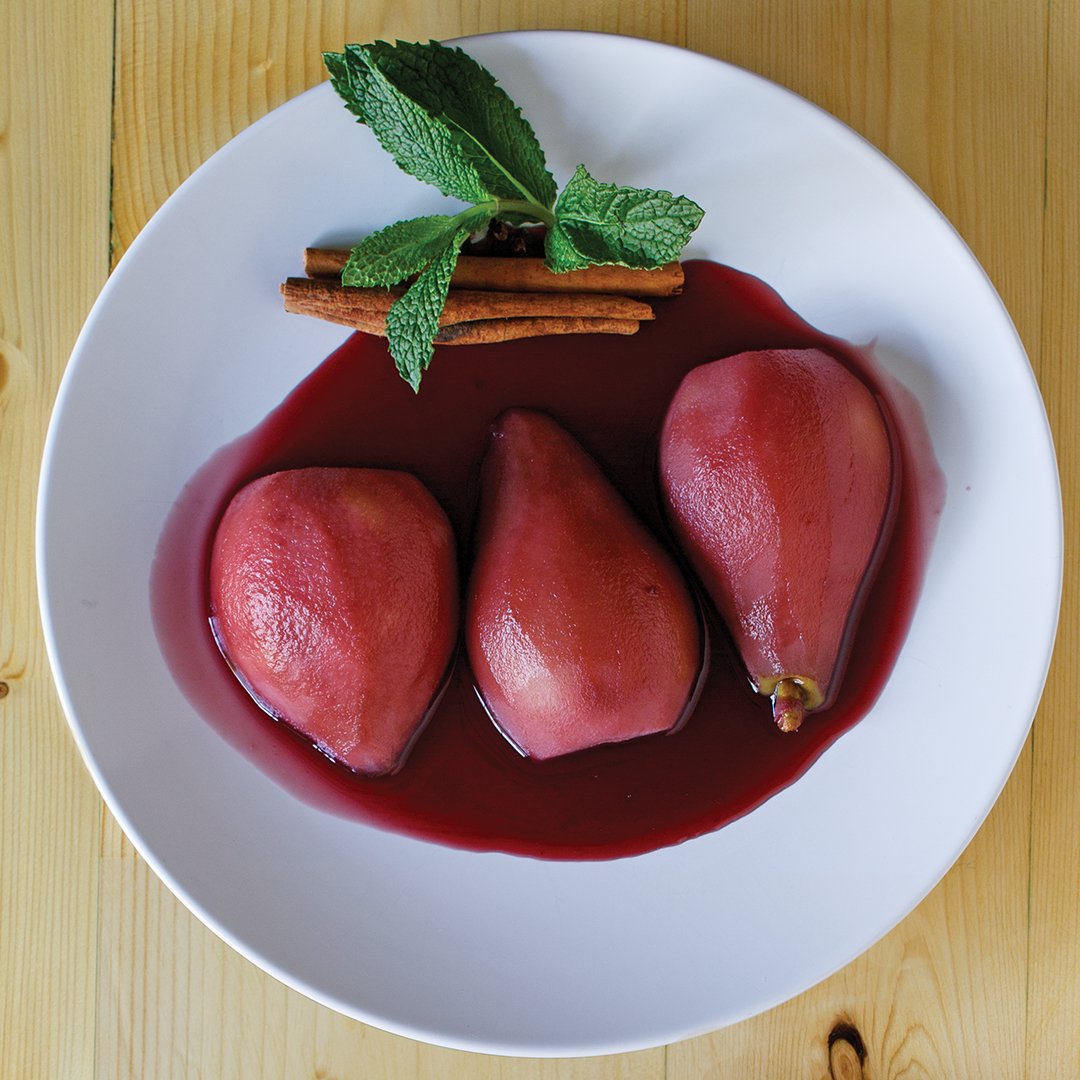 Amy LaBelle’s Red Wine Spiced Poached Pear